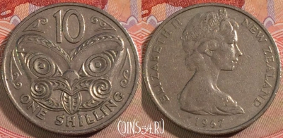 Новая Зеландия 10 центов 1967 года, KM# 35, 130b-136