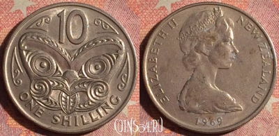 Новая Зеландия 10 центов 1969 года, KM# 35, 191i-132