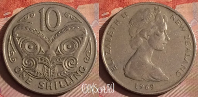 Новая Зеландия 10 центов 1969 года, KM# 35, 336-111