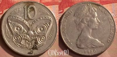Новая Зеландия 10 центов 1980 года, KM# 41, 422-033