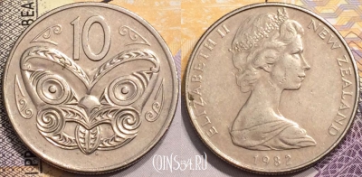 Новая Зеландия 10 центов 1982 года, KM# 41, 138-100