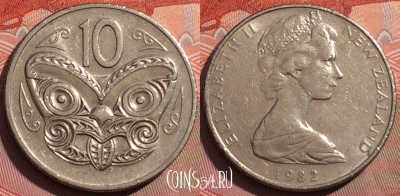 Новая Зеландия 10 центов 1982 года, KM# 41, 240a-114