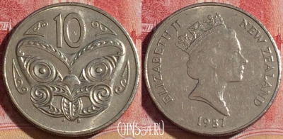 Новая Зеландия 10 центов 1987 года, KM# 61, 081b-008