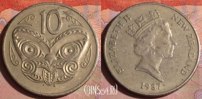 Новая Зеландия 10 центов 1987 года, KM# 61, 276c-132