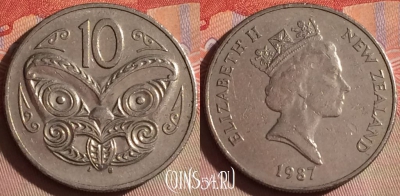 Новая Зеландия 10 центов 1987 года, KM# 61, 289f-136