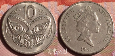 Новая Зеландия 10 центов 1987 года, KM# 61, 333-118