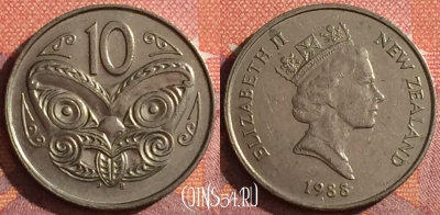 Новая Зеландия 10 центов 1988 года, KM# 61, 044h-001