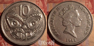 Новая Зеландия 10 центов 1988 года, KM# 61, 170a-118