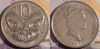 Новая Зеландия 10 центов 1989 года, KM# 61, 178a-031