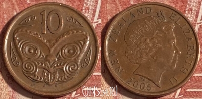 Новая Зеландия 10 центов 2006 года, KM# 117a, 318r-035