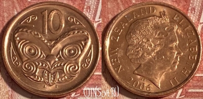 Новая Зеландия 10 центов 2006 года, KM# 117a, 325r-125