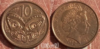 Новая Зеландия 10 центов 2012 года, KM# 117a, 485р-107