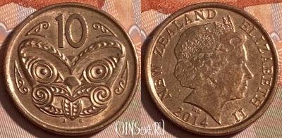 Новая Зеландия 10 центов 2014 года, KM# 117a, 489р-066