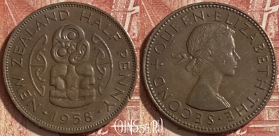 Новая Зеландия 1/2 пенни 1958 года, KM# 23.2, 483р-069 ♛