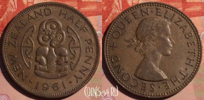 Новая Зеландия 1/2 пенни 1961 года, KM# 23.2, 121d-096
