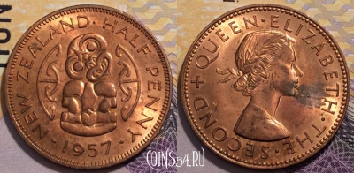 Новая Зеландия 1/2 пенни 1961 года, KM# 23.2, 236-029