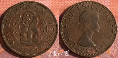 Новая Зеландия 1/2 пенни 1961 года, KM# 23.2, 342-081