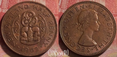 Новая Зеландия 1/2 пенни 1962 года, KM# 23.2, 248j-101