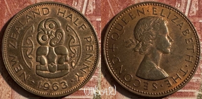 Новая Зеландия 1/2 пенни 1963 года, KM# 23.2, 505s-047