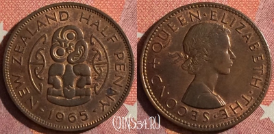 Новая Зеландия 1/2 пенни 1965 года, KM# 23.2, 041h-015