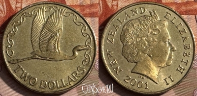 Новая Зеландия 2 доллара 2001 г., редкая, 139s-099 ♛