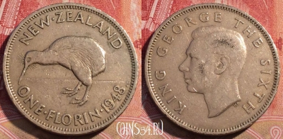 Новая Зеландия 2 шиллинга (флорин) 1948 г., 074c-057