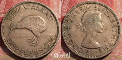 Новая Зеландия 2 шиллинга (флорин) 1964 года, KM# 28.2,