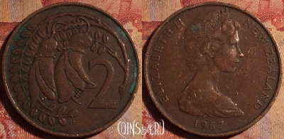 Новая Зеландия 2 цента 1967 года, KM# 32, 170a-110