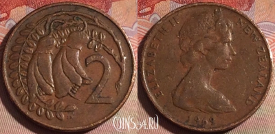 Новая Зеландия 2 цента 1969 года, KM# 32, 143b-136