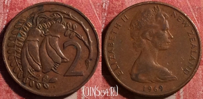 Новая Зеландия 2 цента 1969 года, KM# 32, 188j-136