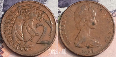 Новая Зеландия 2 цента 1969 года, KM# 32, a100-091