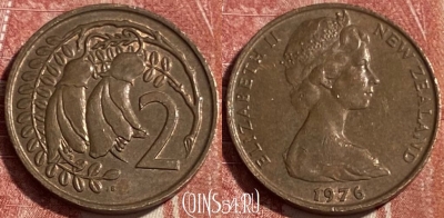 Новая Зеландия 2 цента 1976 года, KM# 32, 482р-001 ♛