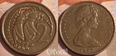 Новая Зеландия 2 цента 1977 года, KM# 32, 184r-080