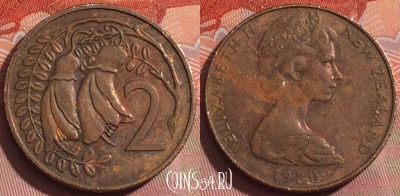 Новая Зеландия 2 цента 1980 года, KM# 32, 249a-005