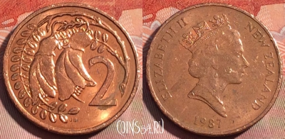 Новая Зеландия 2 цента 1987 года, KM# 59, 272a-108