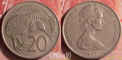 Новая Зеландия 20 центов 1971 года, KM# 36, 204j-130