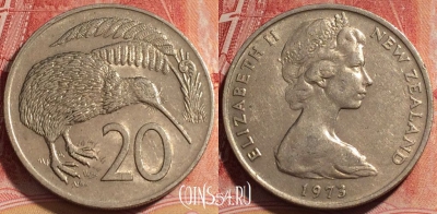 Новая Зеландия 20 центов 1973 года, KM# 36, 258-083