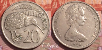 Новая Зеландия 20 центов 1974 года, KM# 36, 237a-059
