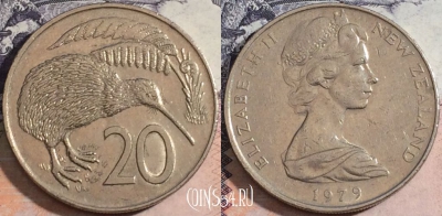 Новая Зеландия 20 центов 1979 года, KM# 36, a118-095