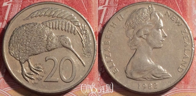 Новая Зеландия 20 центов 1982 года, KM# 36, 072b-022