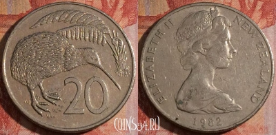 Новая Зеландия 20 центов 1982 года, KM# 36, 168a-125