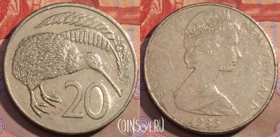Новая Зеландия 20 центов 1985 года, KM# 36, 153a-055