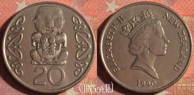 Новая Зеландия 20 центов 1990 года, KM# 81, 375-037