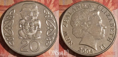 Новая Зеландия 20 центов 2004 года, KM# 118, 167a-029
