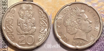 Новая Зеландия 20 центов 2006 года, KM# 118a, 152-023