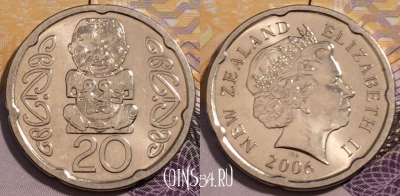 Новая Зеландия 20 центов 2006 года, KM# 118a, 232-036