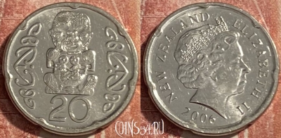 Новая Зеландия 20 центов 2006 года, KM# 118a, 486р-018