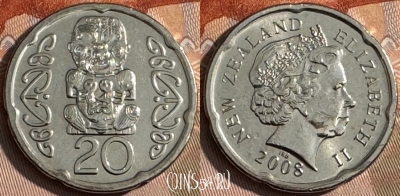 Новая Зеландия 20 центов 2008 года, KM# 118a, 146s-119