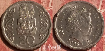 Новая Зеландия 20 центов 2008 года, KM# 118a, 406-040