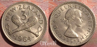 Новая Зеландия 3 пенса 1964 года, KM# 25.2, 251a-012
